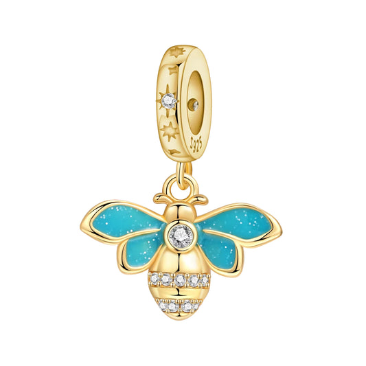 Charm Abeille aux ailes bleues en argent 925