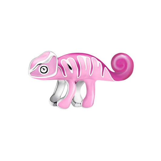 Charm Caméléon rose phosphorescent en argent 925