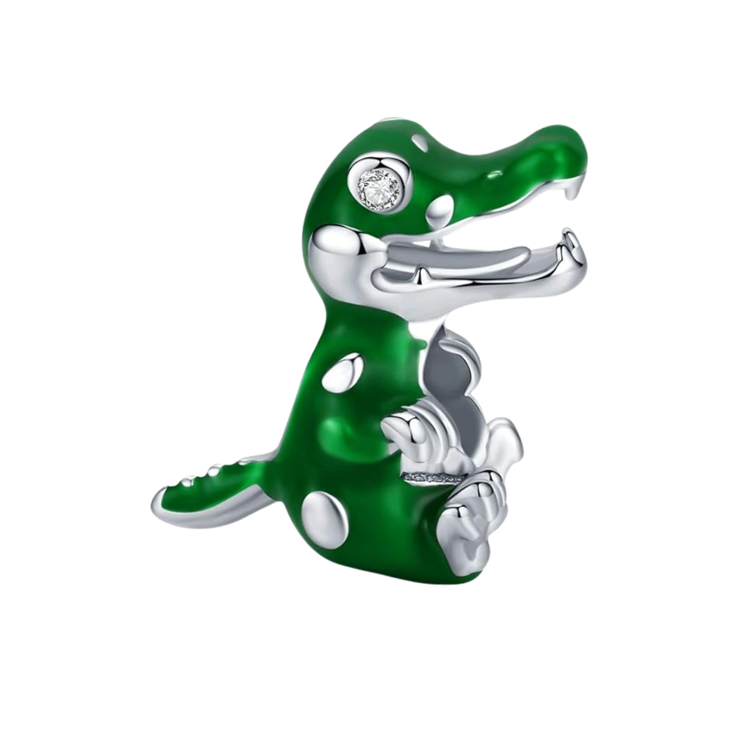 Charm crocodile vert yeux diamant