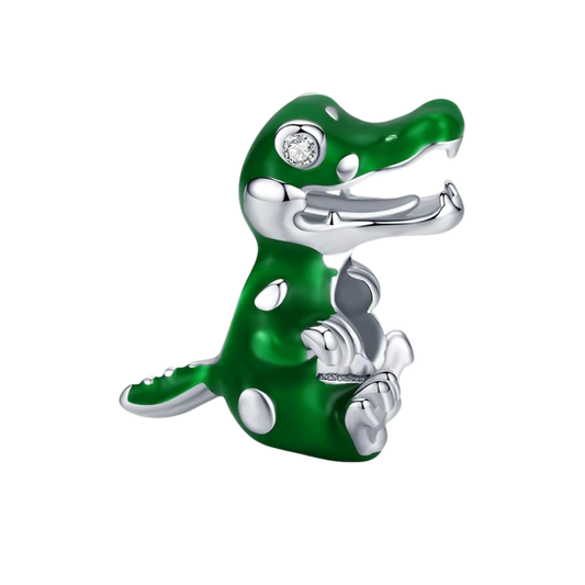 Charm crocodile vert yeux diamant