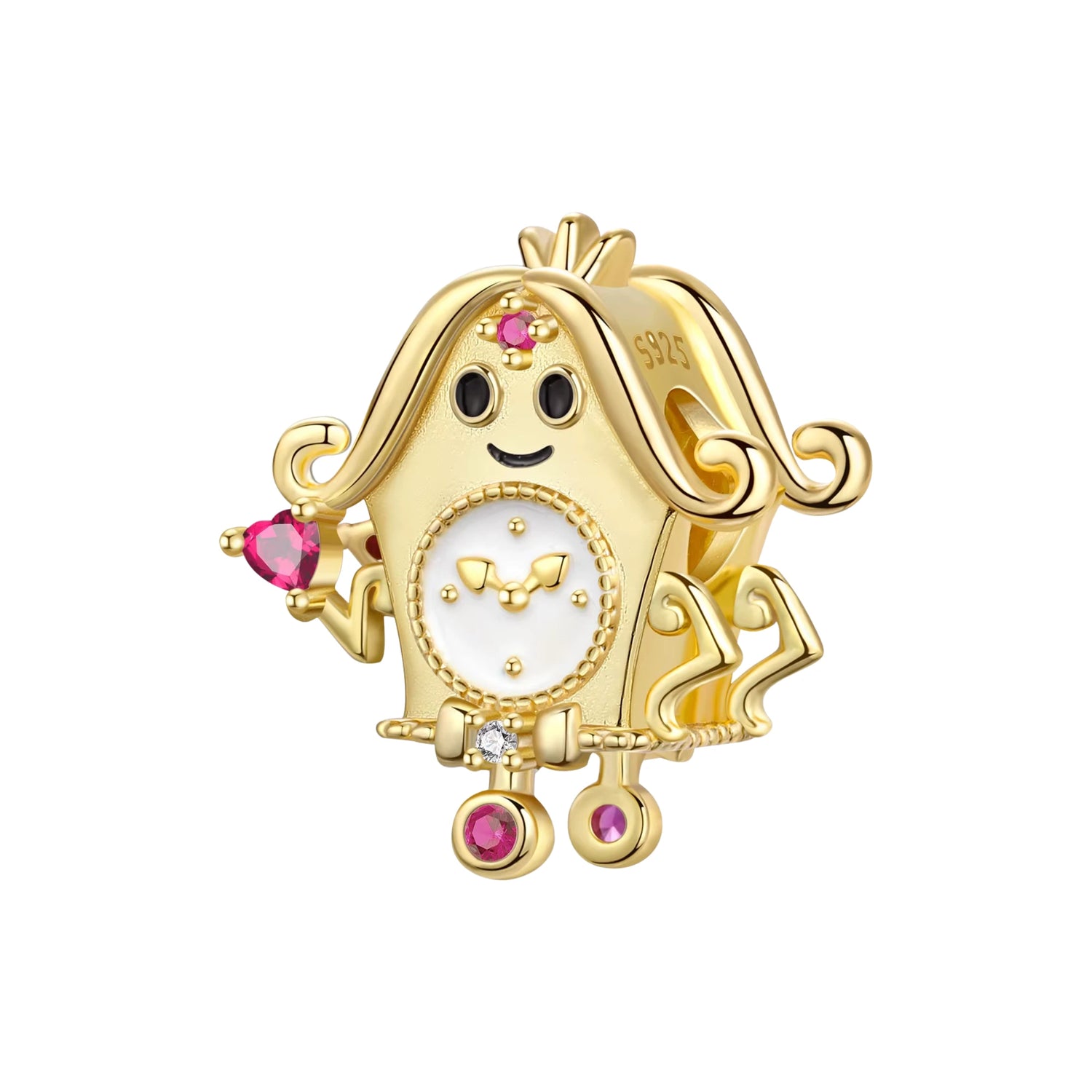 Charm horloge dorée en argent 925