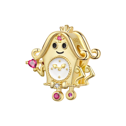 Charm horloge dorée en argent 925