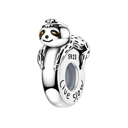 Paresseux sur charm en argent 925 live slow