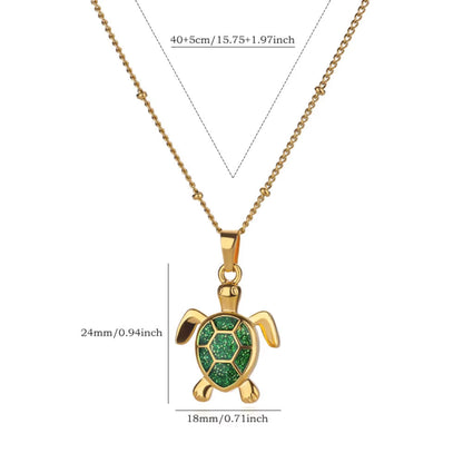 Collier tortue verte avec taille
