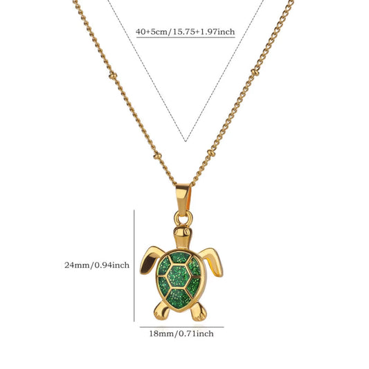 Collier tortue verte avec taille